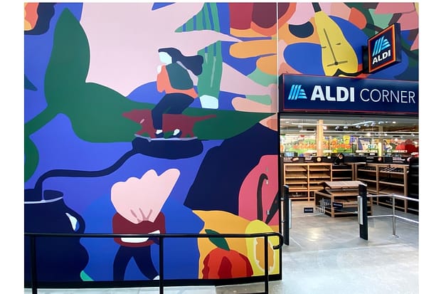 Digital artwork print for the Aldi corner store at the cannery in Rosebery "